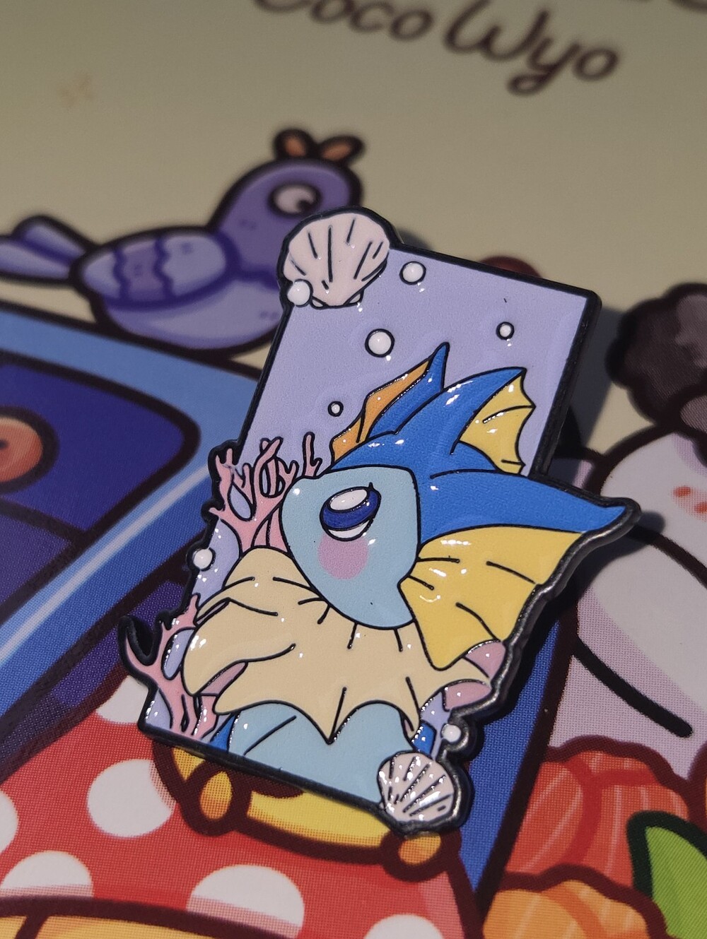 Pokemon Blue and Yellow Fish Pin - Playful Enamel Accessory